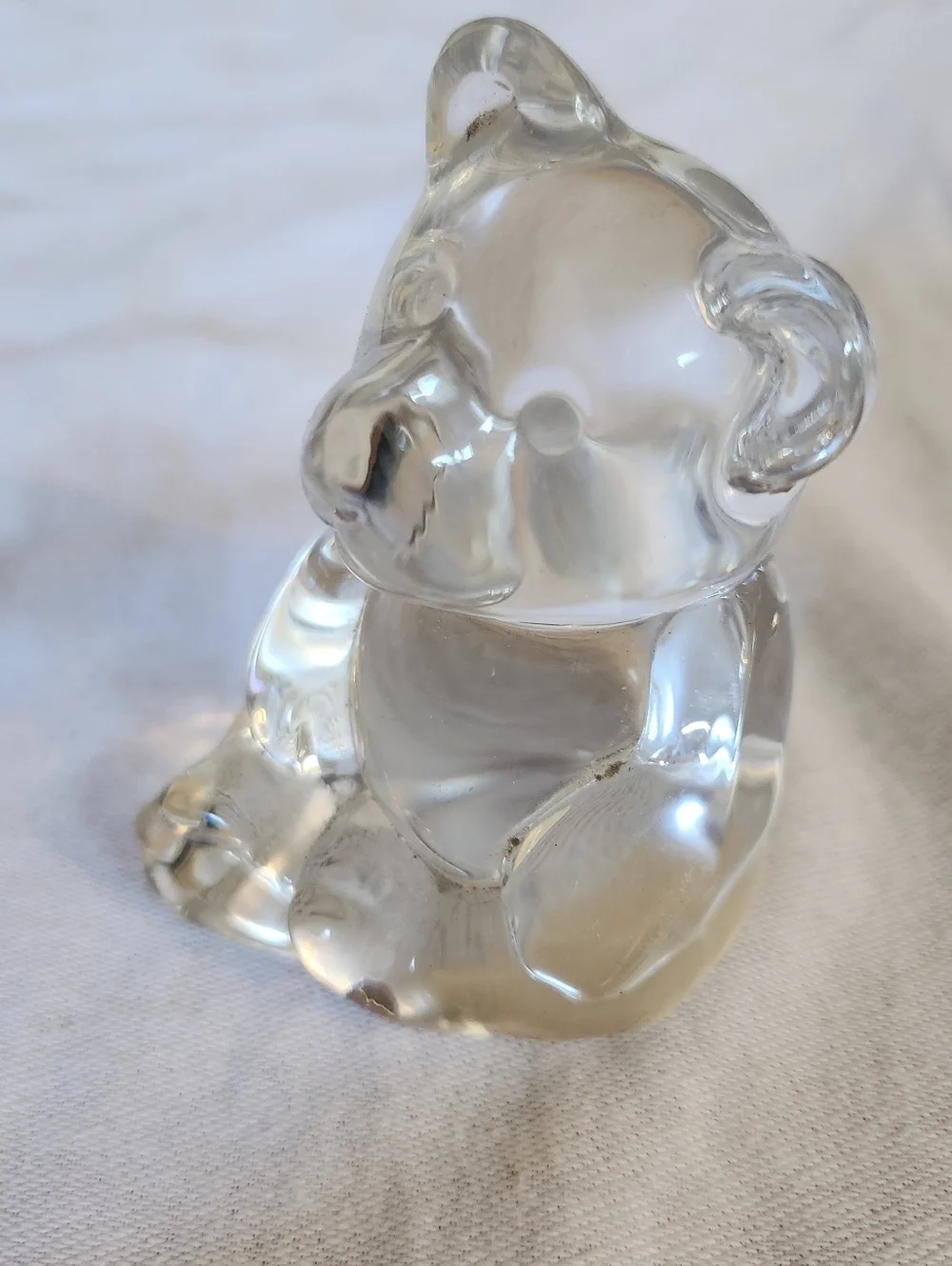 Vintage Clear Glass Teddy Bear Figurine Small Decorative Collectible